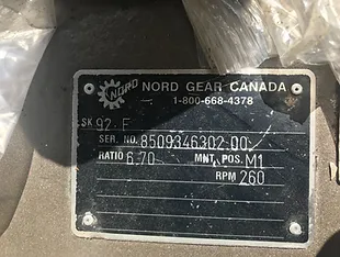 Nord Heavy 75HP Gearbox Nameplate