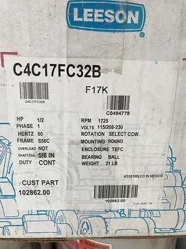 Leeson 1/2HP 56C Motor Box